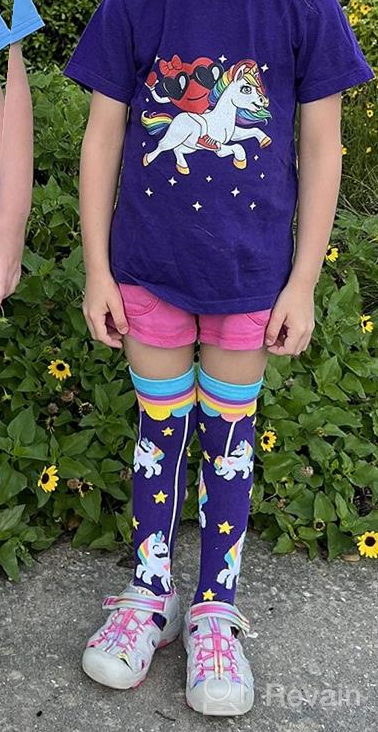 img 1 attached to 🧦 Cute Cartoon Animal Cotton Long Socks - 6 Pairs of BRMINROU Girls Knee-High Socks review by Wendy Zhao