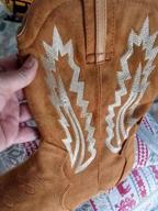 img 1 attached to Embroidered Suede Cowgirl Boots For Women - Pointed Toe Pull On Western Booties With Mid Calf Height By TEMOFON review by Paul Martindale