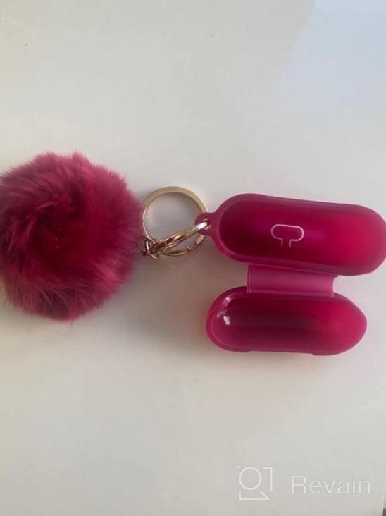 img 1 attached to AirPods 3 Case Cover 2021 Version Soft Silicone Fur Ball Keychain Girls Women Shockproof Protective Visible Front LED Wine Red review by Mark Howard