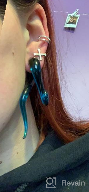 img 1 attached to Teal Teardrop Spiral Glass Ear Taper And Plug Set - Sizes 4G-16Mm - Piercing Jewelry By BodyJ4You review by Larry Cole