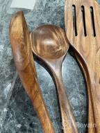 img 1 attached to 6-Piece Wooden Kitchen Utensil Set - Spoons, Slotted Spoon, Ladle, Turner, Non Stick Wood Spatula For Cooking And Serving Soup review by Marley Woods