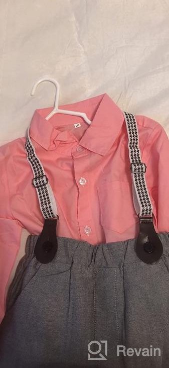 img 1 attached to 👕 SANGTREE Baby Boys Clothing Set: Dress Shirt with Bowtie + Suspender Pants, Sizes 6M-6Y review by Corey Soto