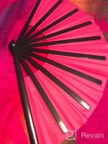 img 5 attached to OMyTea Large Kitana Rave Clack Folding Hand Fan - Stylish Chinese Japanese Kung Fu Tai Chi Fan for Men/Women - Ideal for EDM, Music Festivals, Events, Parties, and Performances - Beautiful Blue Decoration