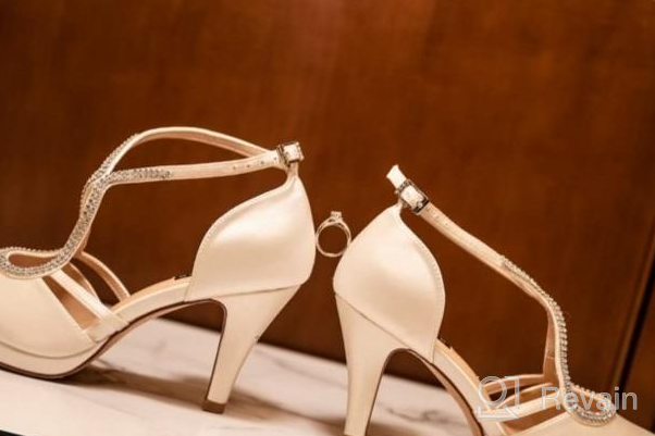 img 1 attached to Chic And Comfy: Low Heel Satin Bridal Wedding Shoes For Women With Ankle Strap And Platform review by Kelly Sadiq