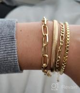 картинка 1 прикреплена к отзыву 💍 Набор золотых цепочечных браслетов для женщин: 9 штук регулируемых модных браслетов в форме скрепки, итальянских кубинок, плоских кабельных и бусинчатых украшений - идеальный подарок для женщин и девочек. от Wendy Roney
