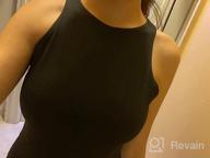 img 1 attached to Sizzling Style: REORIA Women'S Sleeveless Racer Back Halter Neck Bodysuit Tops review by Joshua Wheeler
