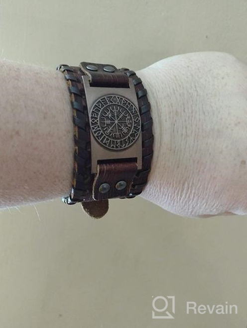 img 1 attached to Silver Viking Bracelet Nordic Vegvisir - Runic Compass Celtic Pagan Jewelry (Vegvisir Norse) review by James Vachon
