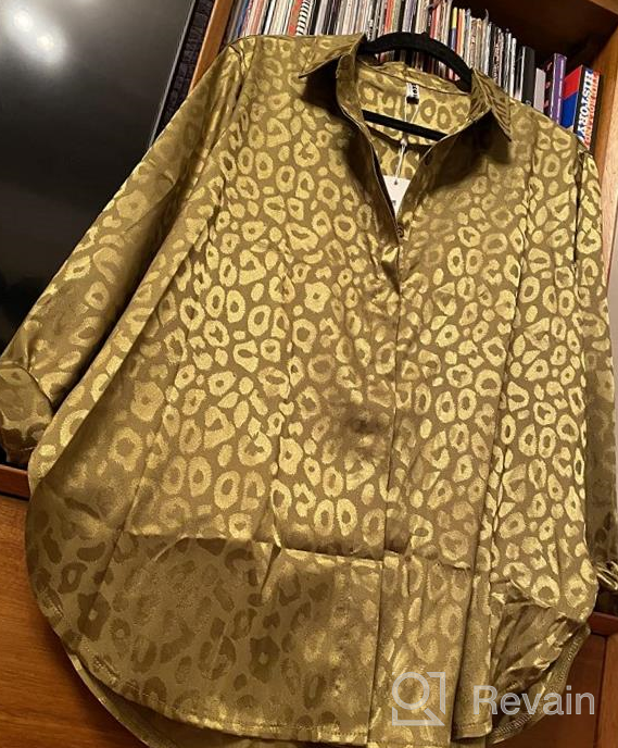 img 1 attached to Women'S Leopard Print V Neck Tunic Button Down Shirt Long Sleeve Top review by Chris Cooper