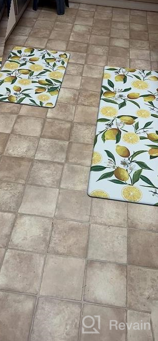 img 1 attached to 2-Piece SHACOS Lemon Kitchen Rugs Mats Set: Anti Fatigue, Non Slip, Waterproof Standing Mat For Kitchen Office Laundry Room - 17"X27.5",17"X47",Black review by Bob Kussmaul