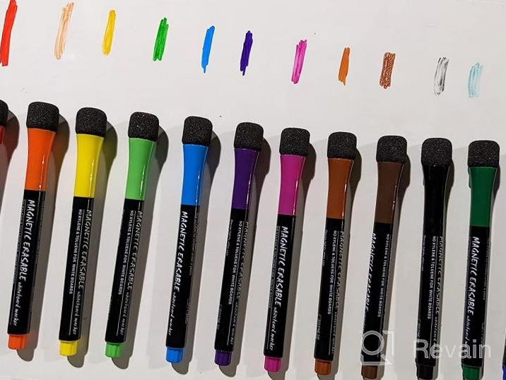 img 1 attached to ✏️ Magnetic Dry Erase Markers Fine Tip (12 Pack) - 7 Vibrant Colors, Low Odor Whiteboard Markers with Eraser Cap - Ideal for Kids, Teachers, Office & School Supplies review by Trey Samuels