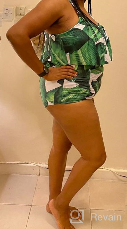 img 1 attached to ADOME High Waist Floral Swimsuit Set with Tummy Control for Women - Two Piece Plus Size Swimwear review by Michael Weaver