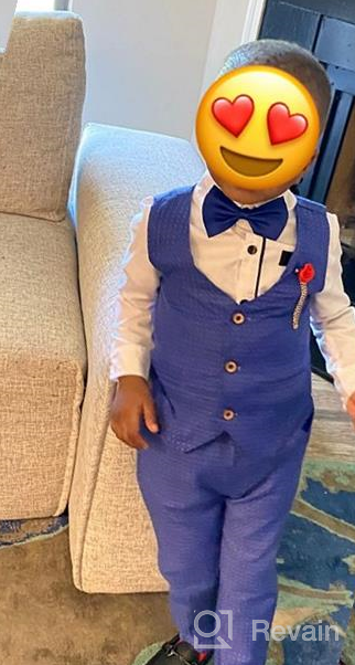 img 1 attached to Christmas Boys Suits Set: Long Sleeve Shirts + Vest + Pants + Bow Tie | Toddler Boy Outfits | 4pcs Kids Sets | Children Tuxedos review by Matt Wigfall