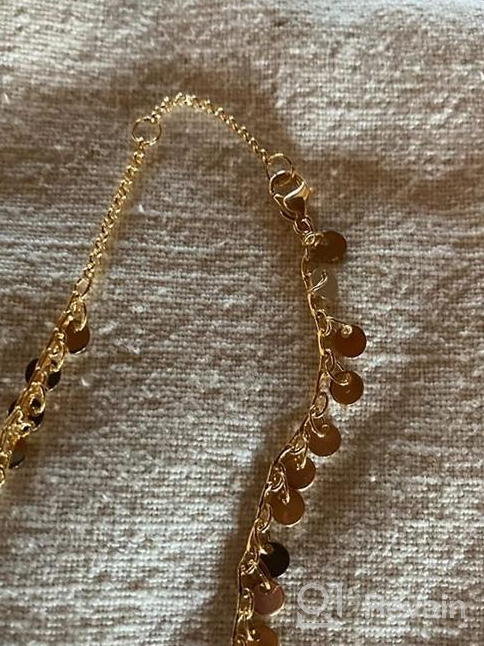 img 1 attached to 💎 LOYATA Women's 14K Gold Plated Choker Necklace with Bohemian Sequin Coins and CZ Evil Eye Hamsa Hand Pendant - Delicate Chain Necklace for Enhanced Style review by Freddy Hammonds