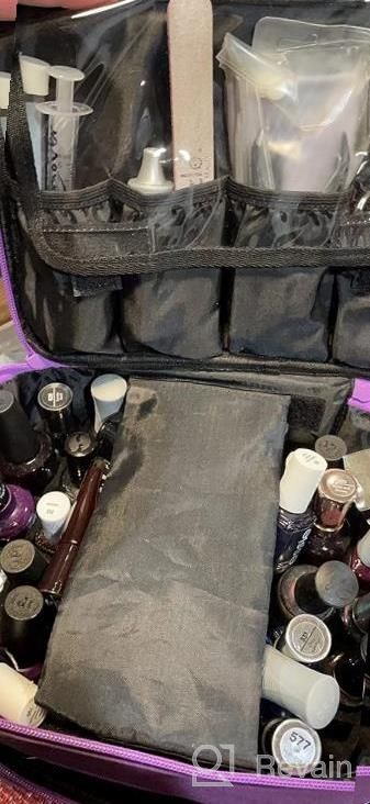 img 1 attached to ButterFox Nail Polish Storage Organizer Carrying Case Bag, Holds 60-70 Bottles With Pockets For Manicure Accessories (Charcoal/Purple) review by Robert Dickinson