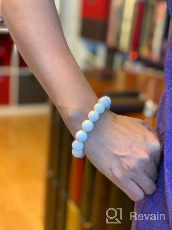 img 1 attached to NW 1776 Natural Authentic Jade Beaded 💎 Elastic Bracelet for Good Fortune, Courage, Luck, and Wealth review by Daniel Drury