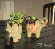 img 1 attached to Retro Glazed Elephant Succulent Planters - 2 Pack Pot And Saucer Set For Home And Garden Decoration review by Jeff Ross