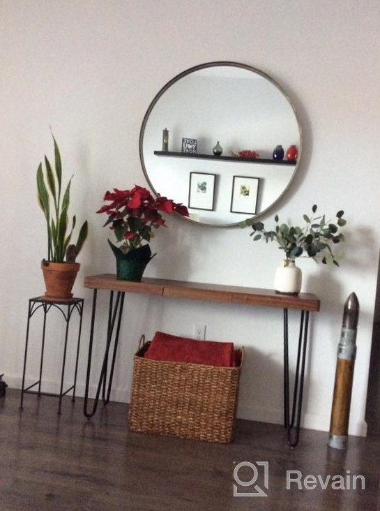 img 1 attached to Rivet Hairpin Tall Console Bar Table - Stylish Wood And Metal Design In Walnut And Black review by Lisa Bell