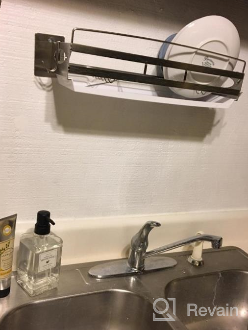 img 1 attached to 🍽️ Junyuan Hanging Dish Drying Rack: Wall Mounted Storage Plate Rack with Utensil Holder and Drain Board - Durable Stainless Steel, Rust Proof (Black Dish) review by James Jones