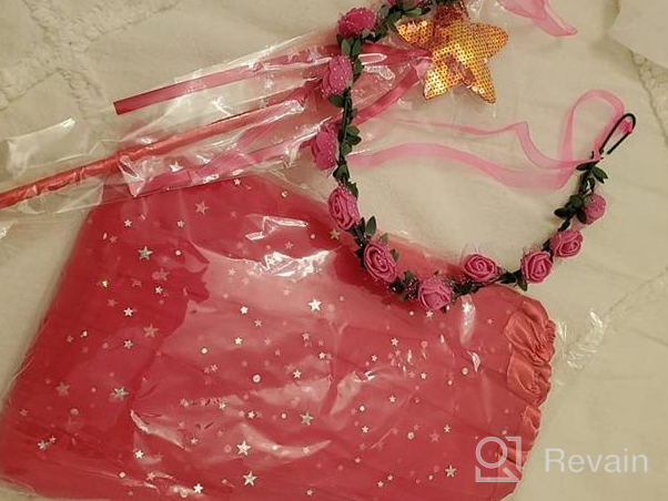 img 1 attached to 👗 BGFKS Hot Pink Girls Dress Up Tutu Skirt Set with Flower Crown Wreath Headband and Wand - Ages 1-3T review by Margaret Ford