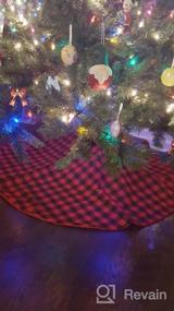 img 8 attached to Красно-черная клетчатая юбка в клетку Buffalo с рождественской елкой - 36-дюймовый двухслойный рождественский декор ручной работы