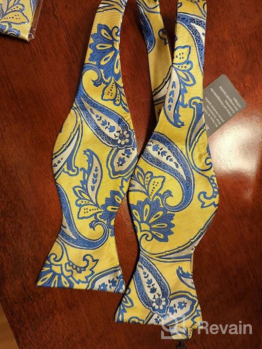 img 1 attached to Formal Paisley Bow Tie And Pocket Square Set For Men - HISDERN Self Tie Bowtie, Ideal For Tuxedo, Weddings And Events review by Josh Andrews