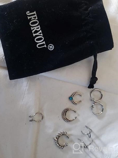 img 1 attached to Fashionable Non-Pierced Nose & Lip Rings: JFORYOU'S Clip On Hoop & Septum Ring Collection review by Ashley Perez