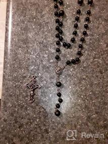 img 5 attached to 📿 Nazareth Store Vintage Onyx Rosary Necklace with Black Beads, Catholic Holy Soil Medal, and Antique Cross Crucifix – Catolicos Rosarios para Hombre