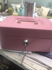 img 5 attached to Pink Metal Cash Box With Lock And Money Tray - KYODOLED Large Cash Drawer For Holding Money, Bills, And Coins - 9.84"X 7.87"X 3.54