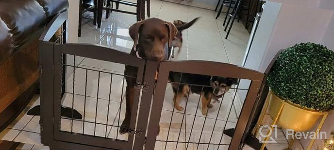 img 1 attached to PAWLAND Freestanding Dog Gate With Door: The Ultimate Solution For 80-Inch Wide Spaces, Stairs, And Doorways review by Nicholas Suave