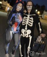 картинка 1 прикреплена к отзыву Fixmatti Women's Halloween Party Costume: Skull Print Long Sleeve Jumpsuit Outfit - Spook-tacular Style! от Brian Manfre