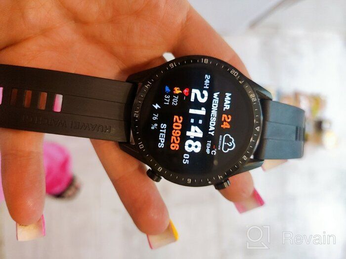 img 2 attached to HUAWEI Watch GT 2 (42mm) - AMOLED Display, 1 🕰️ Week Battery, GPS, Heart Rate Monitor, Night Black (International Model, No Warranty) review by Kio Mateo ᠌