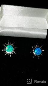 img 3 attached to ⭐ 14mm Sterling Silver Blue Opal Sun Stud Earrings - Created Stone