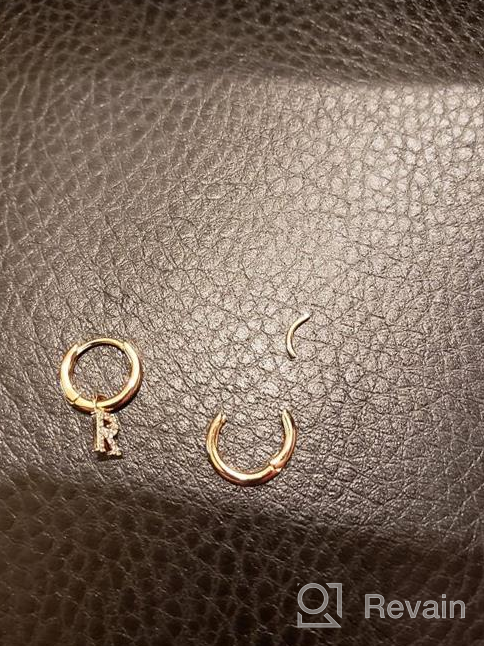 img 1 attached to 💍 S925 Sterling Silver Initial Earrings for Girls with Hypoallergenic Cubic Zirconia – Unique Gift Idea! review by Constance Bingham