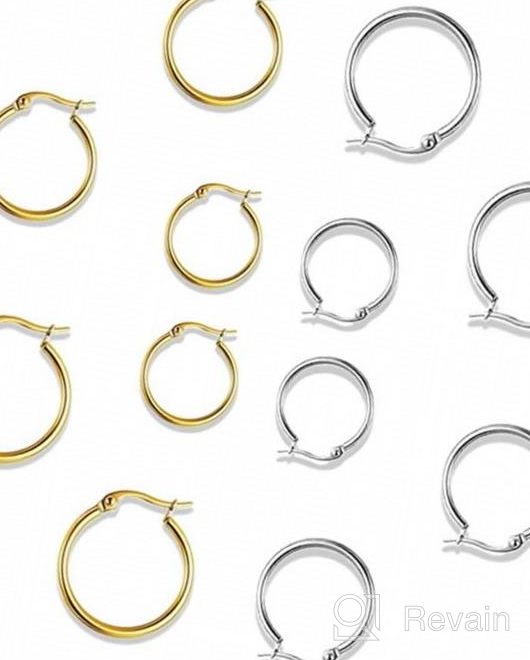 img 1 attached to Stylish & Hypoallergenic: Set of 8 Small Hoop Earrings in Stainless Steel 👑 - Nickel-Free Silver & Gold for Girls and Women (10 14 16MM) by EXGOX review by Sin Gabriel