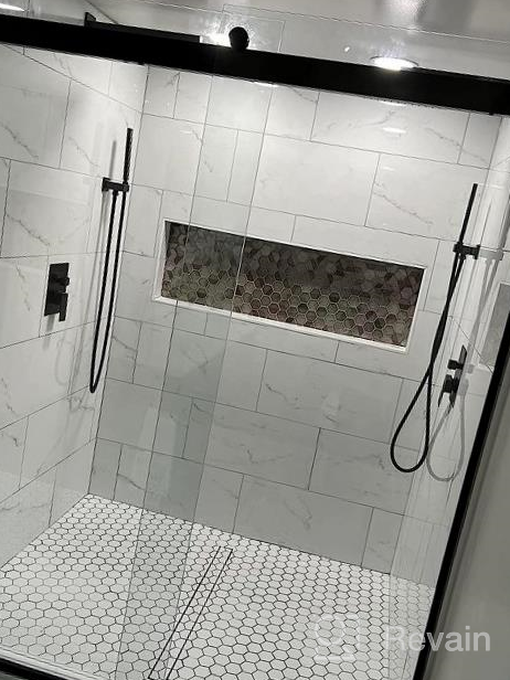 img 1 attached to BWE Shower System Oil Rubbed Bronze With Waterfall Tub Spout 12 Inch Square Bathroom Luxury Rain Mixer Ceiling Mounted Shower Head Combo Set 3-Functions Rainfall With Rough-In Valve Body And Trim review by Alan Estell