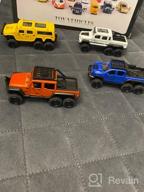 img 1 attached to 4 Pack Diecast Toy Trucks - Pull Back Cars, Openable Doors & Off-Road Car Toys For Boys And Toddlers | KIDAMI Birthday Gift! review by Richard Rob