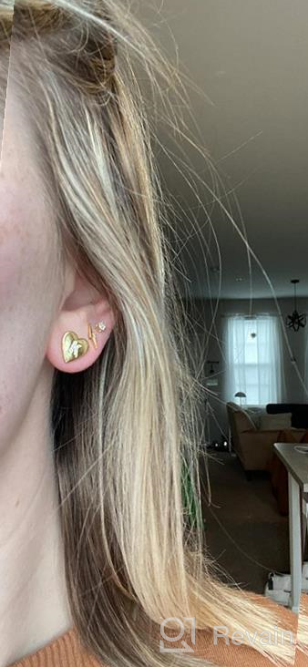 img 1 attached to 🌟 Sparkling Zirconia Initial Alphabet Letter Earrings - Perfect Girls' Jewelry! review by Rebecca Bourassa