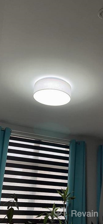 img 1 attached to 💡 Navaris 15.75" White Flush Mount Ceiling Light - Drum Lamp Shade LED Fixture with Remote Control for Bedroom, Living Room, Kitchen review by James Maruffo