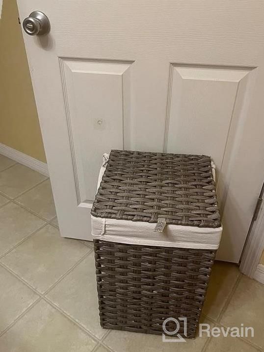 img 1 attached to 90L Laundry Hamper W/ 2 Removable Liners & Mesh Bags - Handwoven Synthetic Rattan, Grey review by Vijay Patel