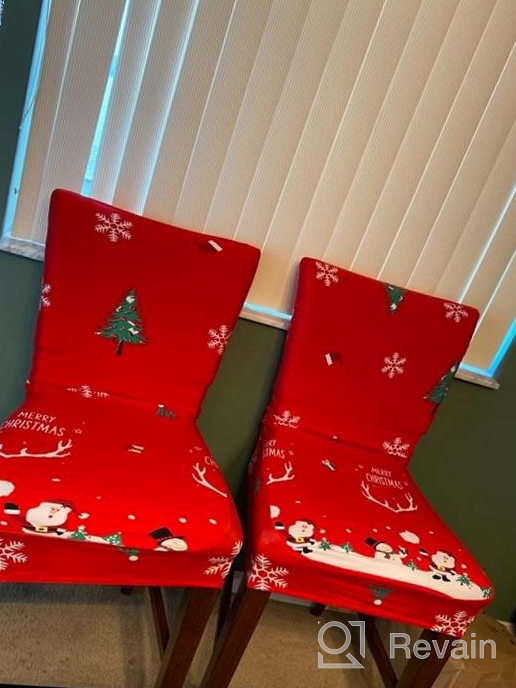 img 1 attached to GoodtoU Chair Covers For Dining Room Christmas Stretch Dining Chair Protector Slipovers Christmas Decorations (Set Of 4,Snowman) review by Matthew Seamster