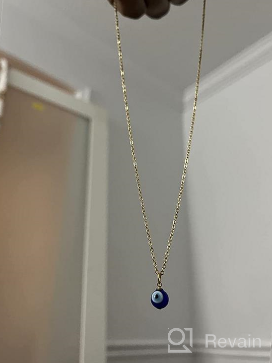img 1 attached to PPJew Evil Eye Necklace Chain - Blue Eyes Amulet Pendant Necklace, Ojo Turco Kabbalah Protection - Adjustable Delicate Jewelry Gift for Women and Girls (Silver/Gold) review by Andrea Lee