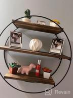 img 1 attached to Rustic Farmhouse Decor 3 Tier Floating Shelves - Round Wood & Metal Hanging Circle Shelf, Geometric Circular Tiered Wall Shelf review by Joseph Hill
