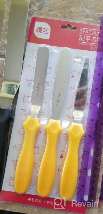 img 1 attached to Flexible Stainless Steel Cake Decorating Spatula Set - 3-Piece Offset Spatula Variety With Plastic Handle, Ideal For Icing And Decorating, Includes 2 Angled And 1 Straight Blade review by Greg Moore