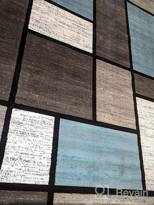 img 1 attached to Contemporary Modern Boxes Navy Area Rug 5' 3" x 7' 3" by Rugshop review by Dave Connelly