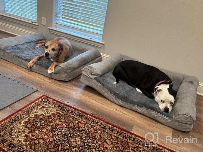 img 1 attached to Furhaven Medium Orthopedic Dog Bed Comfy Couch Plush & Decor Sofa-Style W/ Removable Washable Cover - Diamond Gray, Medium review by Ronald Reese