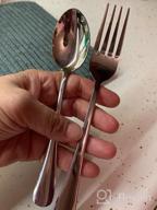 img 1 attached to Modern 48-Piece Stainless Steel Flatware Cutlery Set With Steak Knives For 8, Mirror-Polished Eating Utensils For Home And Hotel, Dishwasher-Safe Silverware Set With Knives, Forks, And Spoons review by Hals Martin