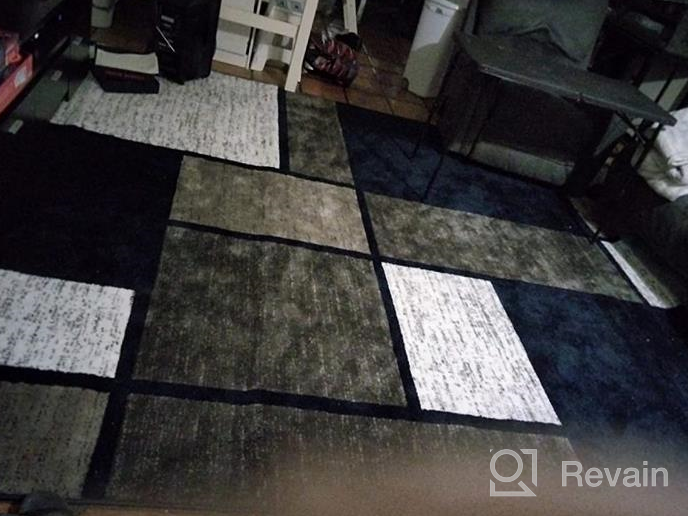 img 1 attached to Contemporary Modern Boxes Navy Area Rug 5' 3" x 7' 3" by Rugshop review by Gerard Hudson