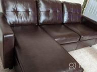 img 1 attached to Brown Faux Leather L-Shaped Convertible Sectional Sofa Couch For Small Apartments By HONBAY review by Leo Puente
