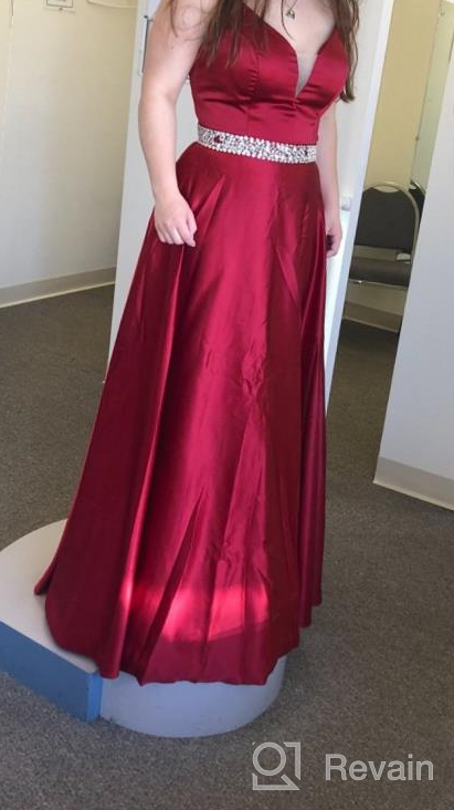 img 1 attached to 👗 Yexinbridal Long Glitter Spaghetti Straps Prom Dress with Beaded Satin V-Neck - Formal Evening Gowns review by Justin Cranford