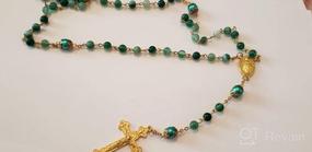 img 5 attached to The Nazareth Store Catholic Green Matte Stone Beads Rosary Necklace: 10mm Pearl Round Beads, Miraculous Medal & Cross - Complete with Velvet Bag